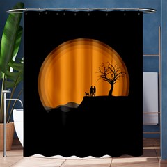 Couple Dog View Clouds Tree Cliff Shower Curtain 60  X 72  (medium)  by Nexatart