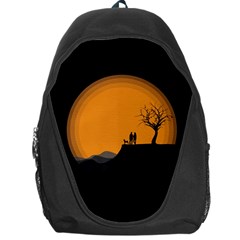 Couple Dog View Clouds Tree Cliff Backpack Bag by Nexatart