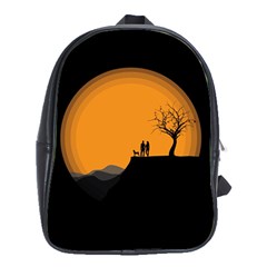 Couple Dog View Clouds Tree Cliff School Bag (xl) by Nexatart