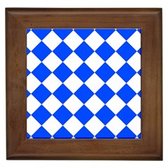 Blue White Diamonds Seamless Framed Tiles by Nexatart