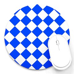 Blue White Diamonds Seamless Round Mousepads by Nexatart