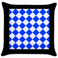 Blue White Diamonds Seamless Throw Pillow Case (black) by Nexatart