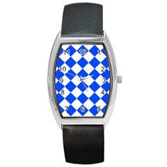 Blue White Diamonds Seamless Barrel Style Metal Watch by Nexatart