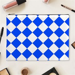 Blue White Diamonds Seamless Cosmetic Bag (xl) by Nexatart