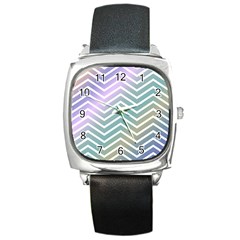 Zigzag Line Pattern Zig Zag Square Metal Watch by Nexatart