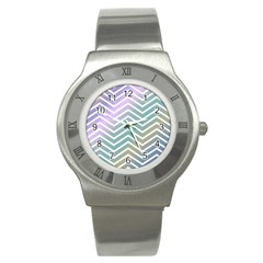 Zigzag Line Pattern Zig Zag Stainless Steel Watch by Nexatart