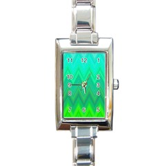 Green Zig Zag Chevron Classic Pattern Rectangle Italian Charm Watch by Nexatart