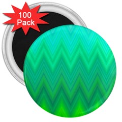 Green Zig Zag Chevron Classic Pattern 3  Magnets (100 Pack) by Nexatart