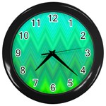 Green Zig Zag Chevron Classic Pattern Wall Clocks (Black) Front