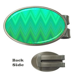 Green Zig Zag Chevron Classic Pattern Money Clips (oval) 