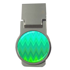 Green Zig Zag Chevron Classic Pattern Money Clips (round)  by Nexatart