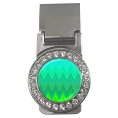 Green Zig Zag Chevron Classic Pattern Money Clips (cz)  by Nexatart