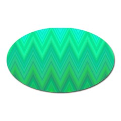 Green Zig Zag Chevron Classic Pattern Oval Magnet by Nexatart