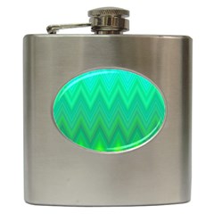 Green Zig Zag Chevron Classic Pattern Hip Flask (6 Oz) by Nexatart