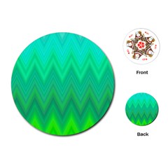 Green Zig Zag Chevron Classic Pattern Playing Cards (round)  by Nexatart