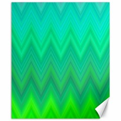 Green Zig Zag Chevron Classic Pattern Canvas 8  X 10  by Nexatart