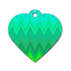 Green Zig Zag Chevron Classic Pattern Dog Tag Heart (one Side) by Nexatart