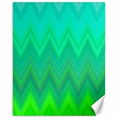 Green Zig Zag Chevron Classic Pattern Canvas 11  X 14   by Nexatart