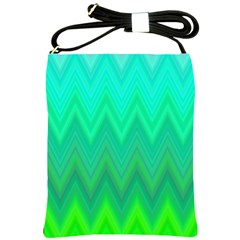 Green Zig Zag Chevron Classic Pattern Shoulder Sling Bags by Nexatart