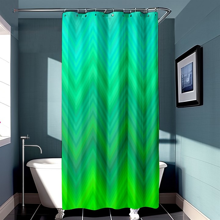 Green Zig Zag Chevron Classic Pattern Shower Curtain 36  x 72  (Stall) 