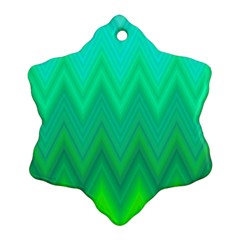 Green Zig Zag Chevron Classic Pattern Snowflake Ornament (two Sides) by Nexatart