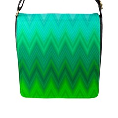 Green Zig Zag Chevron Classic Pattern Flap Messenger Bag (l)  by Nexatart