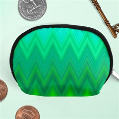 Green Zig Zag Chevron Classic Pattern Accessory Pouches (medium)  by Nexatart