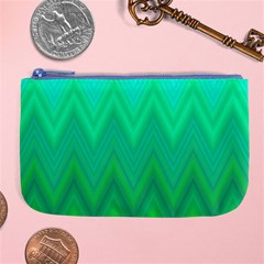 Green Zig Zag Chevron Classic Pattern Large Coin Purse