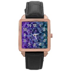 Triangle Tile Mosaic Pattern Rose Gold Leather Watch  by Nexatart