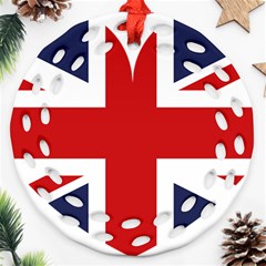 Uk Flag United Kingdom Round Filigree Ornament (two Sides) by Nexatart