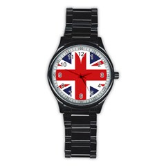 Uk Flag United Kingdom Stainless Steel Round Watch by Nexatart