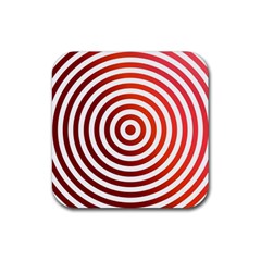 Concentric Red Rings Background Rubber Coaster (square) 