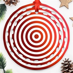 Concentric Red Rings Background Ornament (round Filigree) by Nexatart