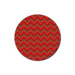 Background Retro Red Zigzag Rubber Round Coaster (4 Pack)  by Nexatart