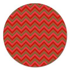 Background Retro Red Zigzag Magnet 5  (round) by Nexatart