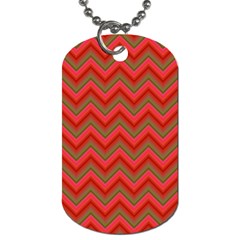 Background Retro Red Zigzag Dog Tag (one Side)