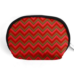 Background Retro Red Zigzag Accessory Pouches (medium)  by Nexatart