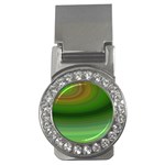 Green Background Elliptical Money Clips (CZ)  Front