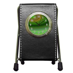 Green Background Elliptical Pen Holder Desk Clocks by Nexatart