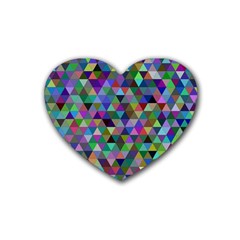 Triangle Tile Mosaic Pattern Rubber Coaster (heart)  by Nexatart