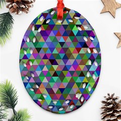 Triangle Tile Mosaic Pattern Oval Filigree Ornament (two Sides) by Nexatart