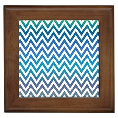 Blue Zig Zag Chevron Classic Pattern Framed Tiles by Nexatart