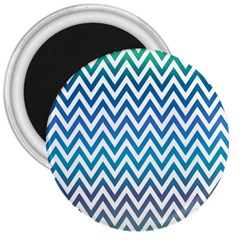 Blue Zig Zag Chevron Classic Pattern 3  Magnets by Nexatart