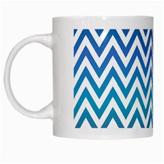 Blue Zig Zag Chevron Classic Pattern White Mugs by Nexatart