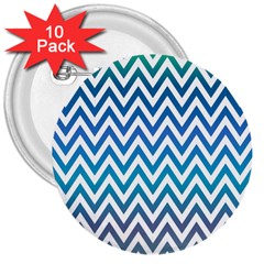 Blue Zig Zag Chevron Classic Pattern 3  Buttons (10 Pack)  by Nexatart