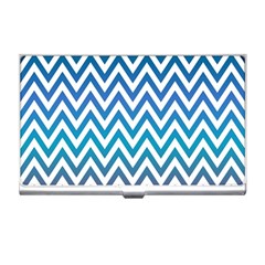 Blue Zig Zag Chevron Classic Pattern Business Card Holders by Nexatart