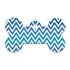 Blue Zig Zag Chevron Classic Pattern Dog Tag Bone (one Side) by Nexatart