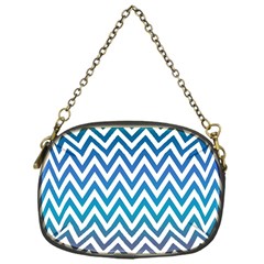 Blue Zig Zag Chevron Classic Pattern Chain Purses (one Side) 