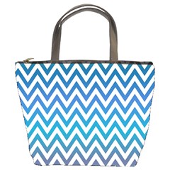 Blue Zig Zag Chevron Classic Pattern Bucket Bags by Nexatart