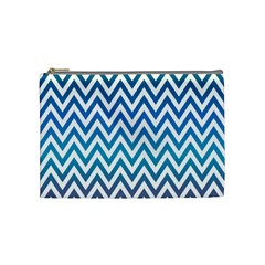 Blue Zig Zag Chevron Classic Pattern Cosmetic Bag (medium) 